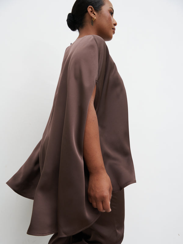 Pretty Lavish Breya Cape Floaty Satin Top Curve