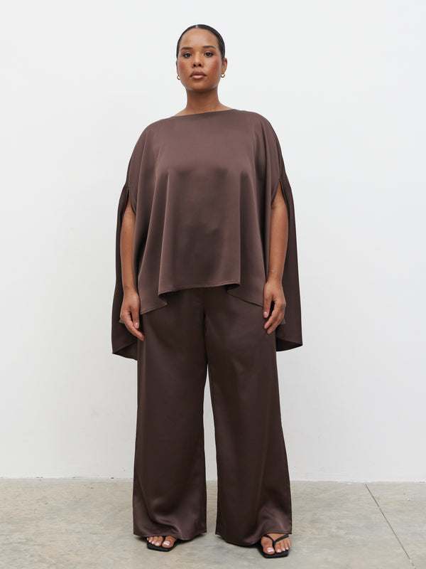 pretty lavish Breya Cape Floaty Satin Top Curve