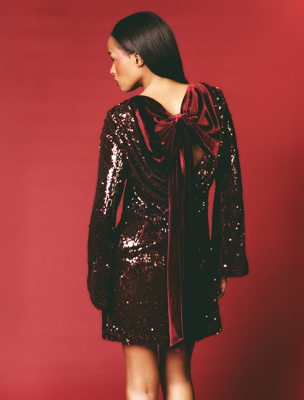 pretty lavish Brioni Sequin Bow Mini Dress