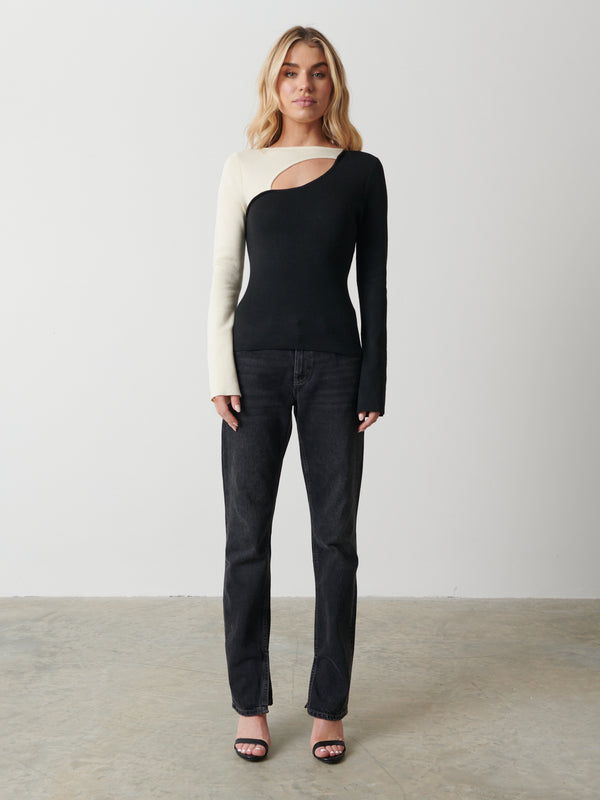 Pretty Lavish Brogan Contrast Knit Top