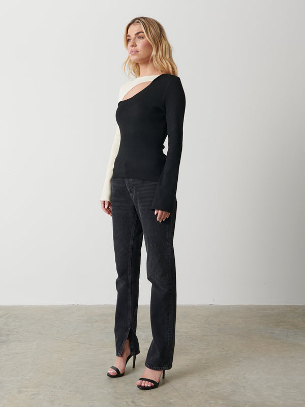 Pretty Lavish Brogan Contrast Knit Top