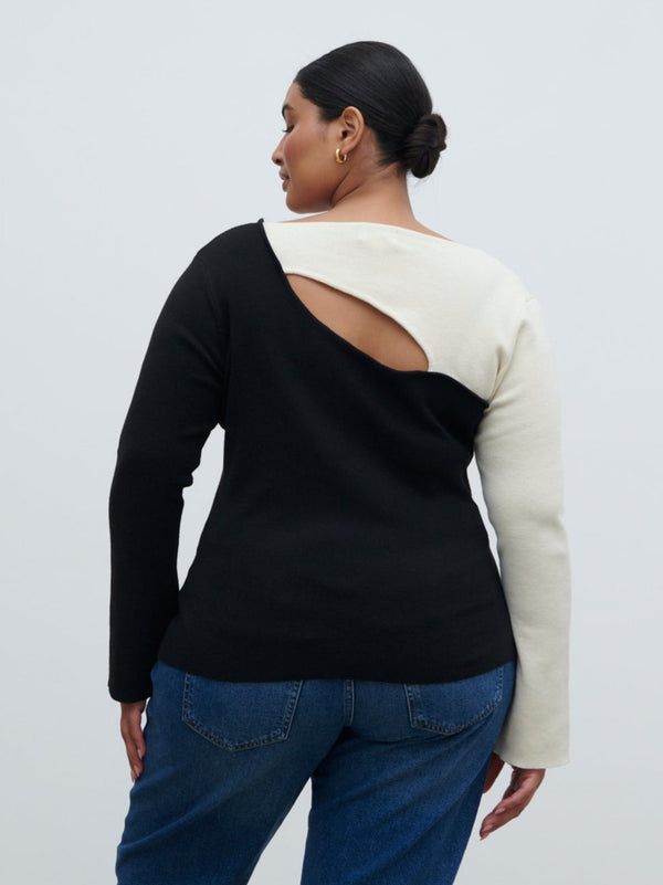 Pretty Lavish Brogan Contrast Knit Top Curve