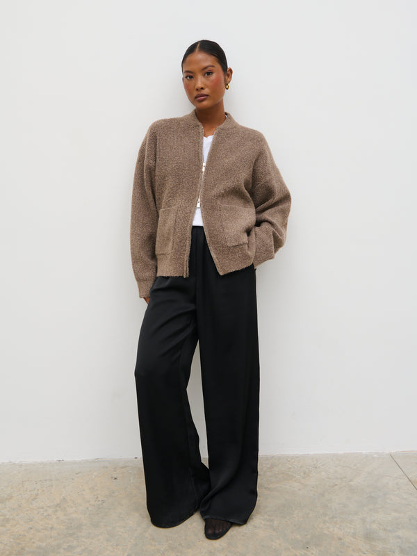 Pretty Lavish Camille Boucle Knit Bomber