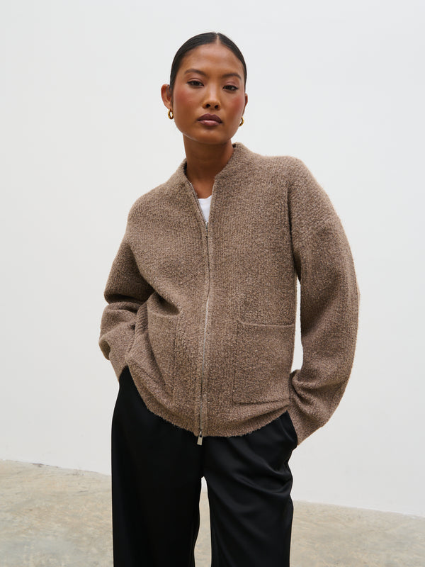 Pretty Lavish Camille Boucle Knit Bomber