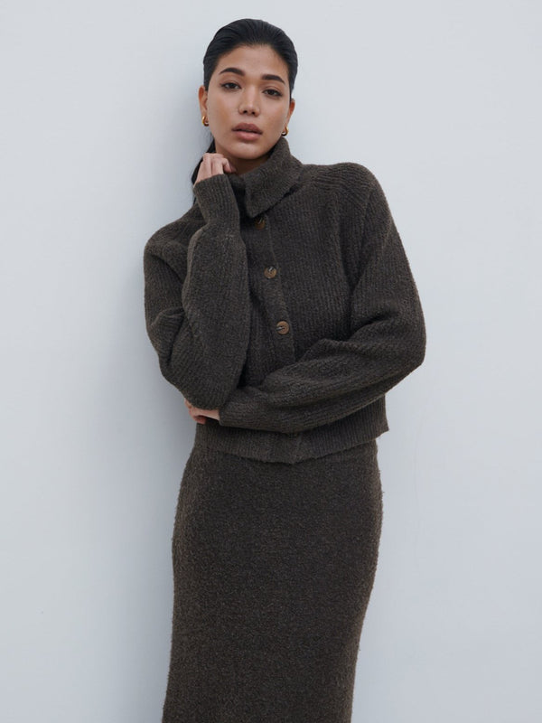 Pretty Lavish Camille High Neck Knit Cardigan