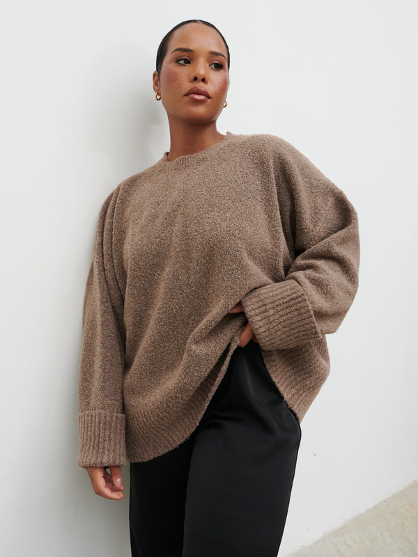 Pretty Lavish Camille Oversized Borg Jumper Curve
