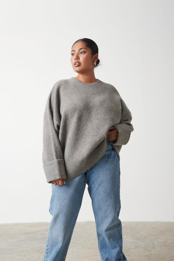 Pretty Lavish Camille Oversized Borg Jumper Curve