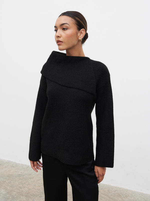 Pretty Lavish Cassandra Split Collar Knit Jumper