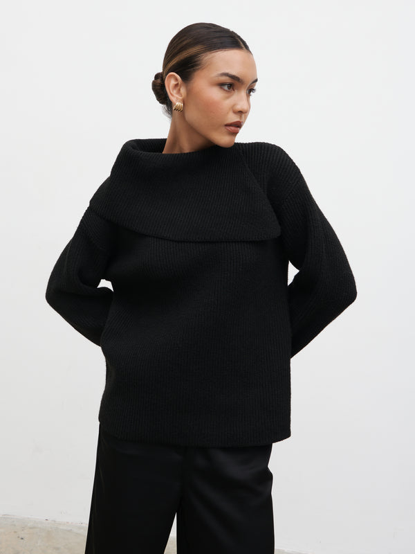 pretty lavish Cassandra Split Collar Knit Jumper