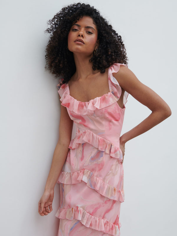 Pretty Lavish Cecile Scoop Neck Ruffle Maxi Dress