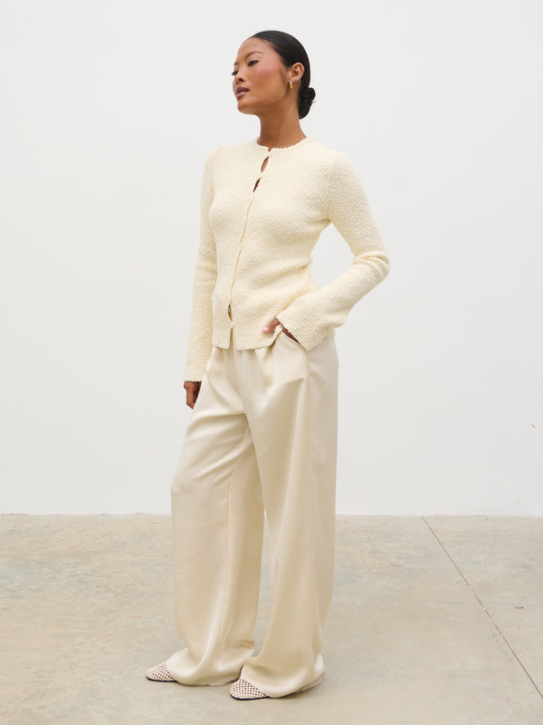 Pretty Lavish Dayo Boucle Knit Button Down Top