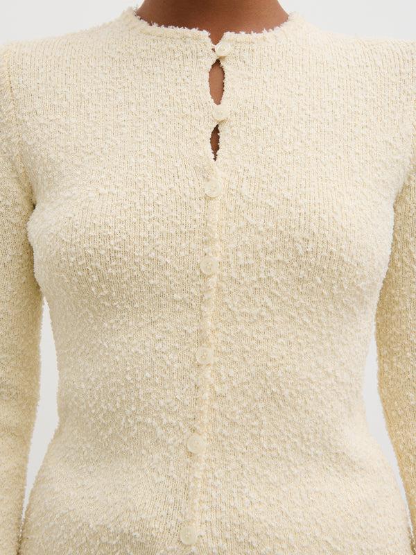 Pretty Lavish Dayo Boucle Knit Button Down Top