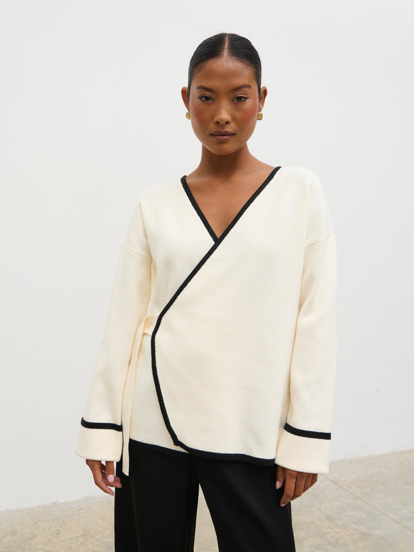 pretty lavish Devon Contrast Tipping Knit Cardigan