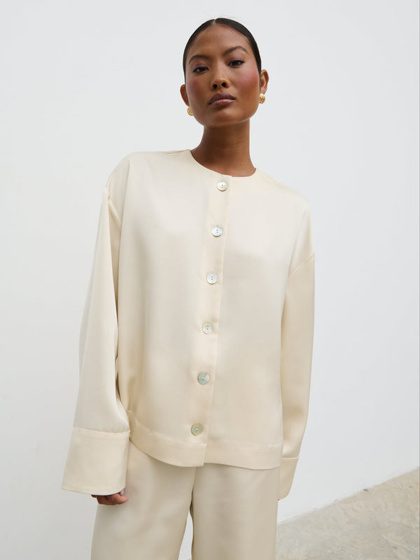 Pretty Lavish Dua Satin Button Blouse