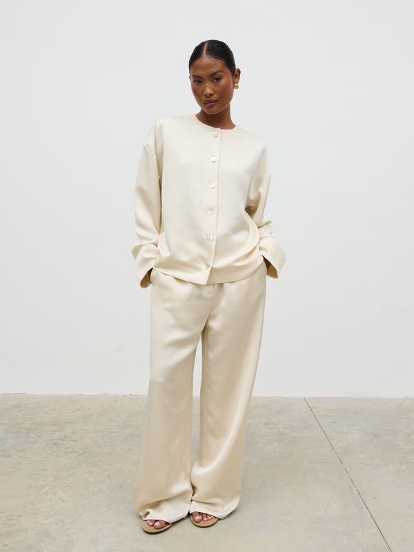 Pretty Lavish Dua Satin Button Blouse