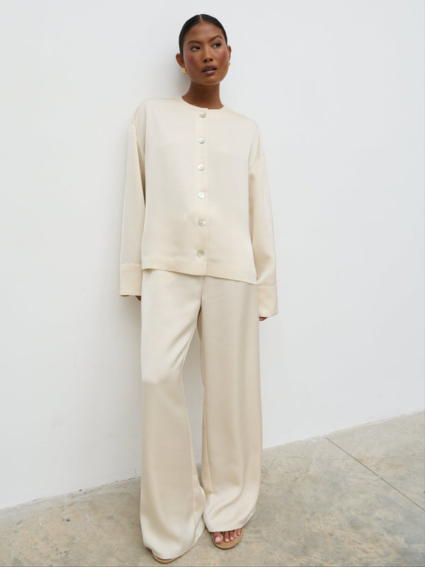 pretty lavish Dua Satin Button Blouse