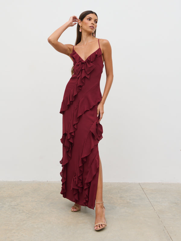 Pretty Lavish Elle Ruffle Bow Maxi Dress
