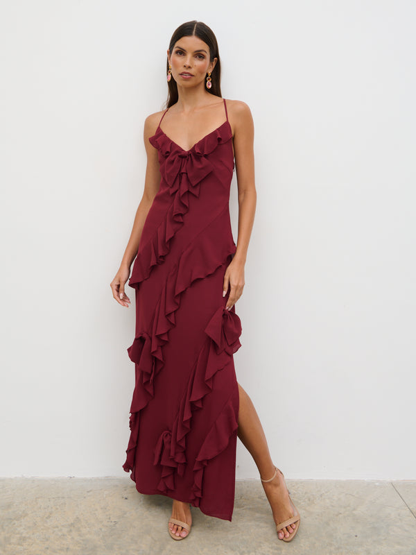 pretty lavish Elle Ruffle Bow Maxi Dress
