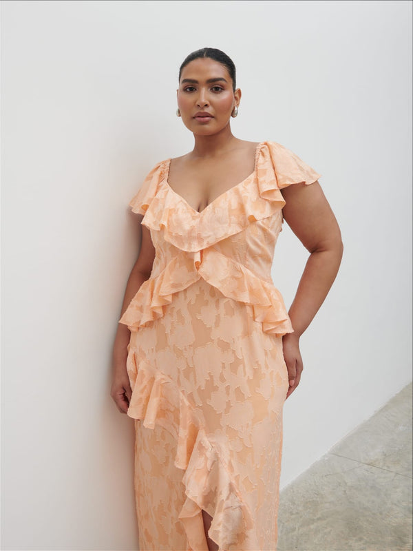 Pretty Lavish Eloise Ruffle Midaxi Dress Curve