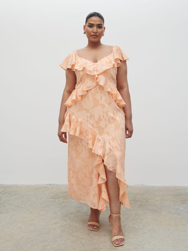 Pretty Lavish Eloise Ruffle Midaxi Dress Curve