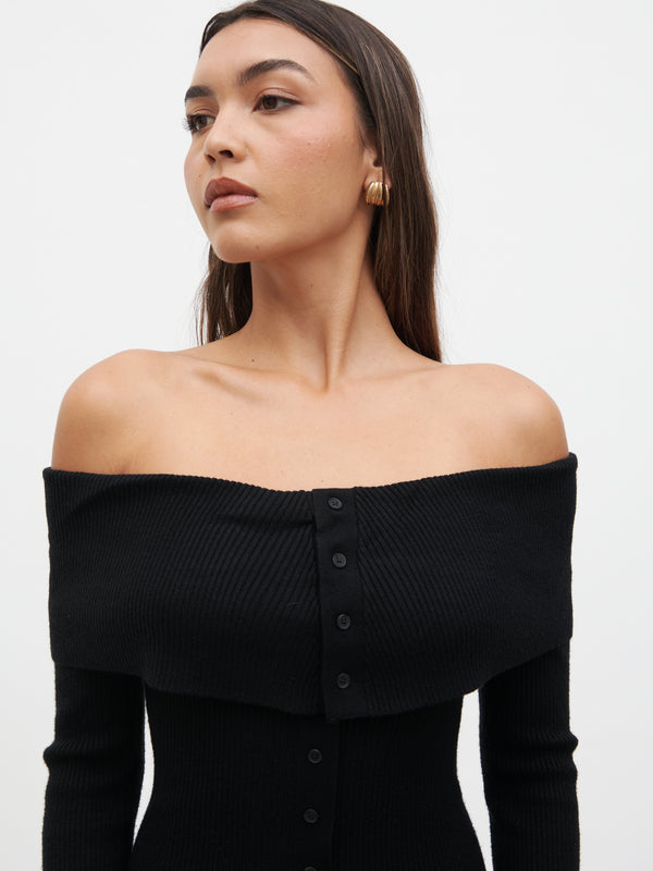 Pretty Lavish Elora Bardot Knit Maxi Dress