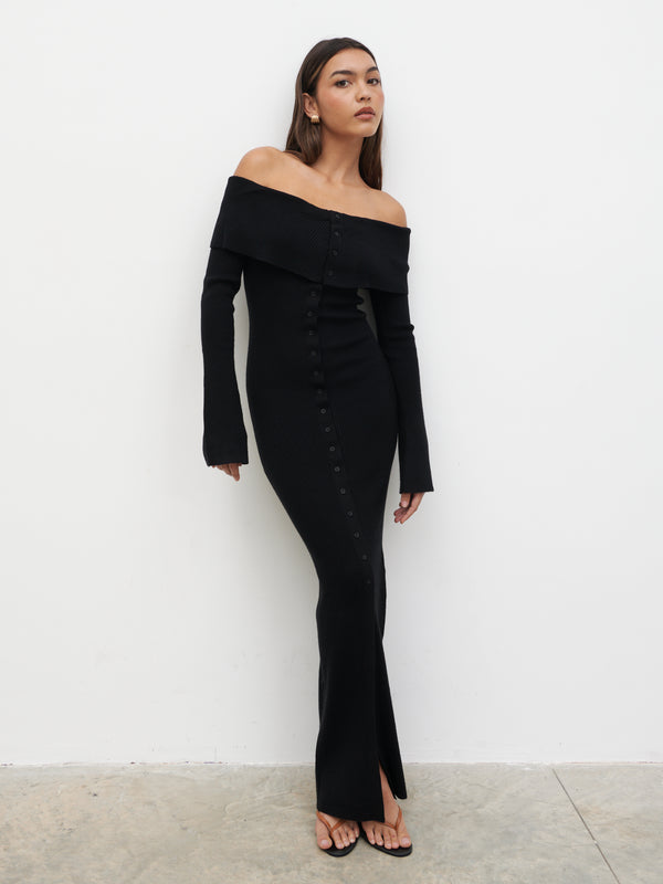Pretty Lavish Elora Bardot Knit Maxi Dress