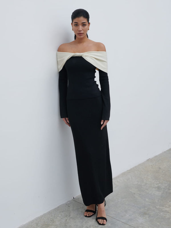 Pretty Lavish Ema Twist Bardot Knit Top