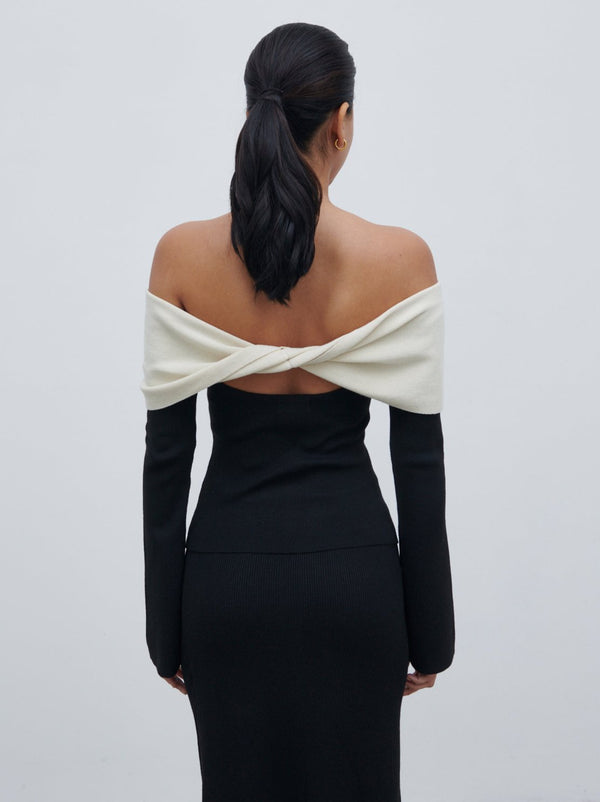Pretty Lavish Ema Twist Bardot Knit Top