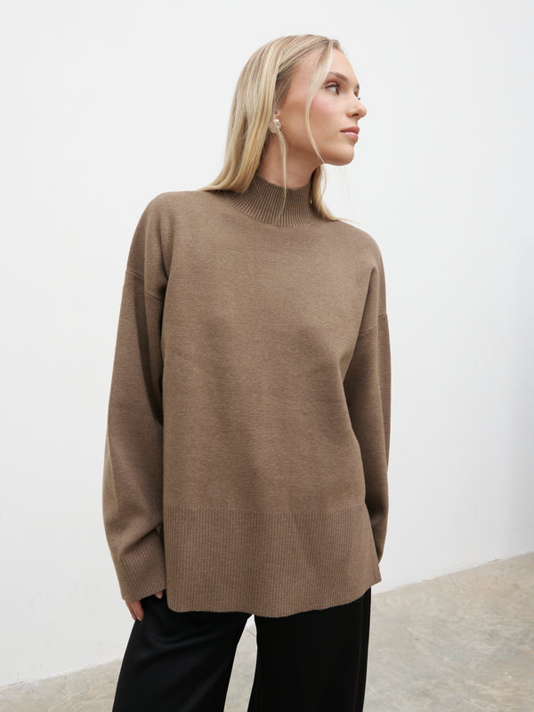 Pretty Lavish Estella High Neck Knit Jumper