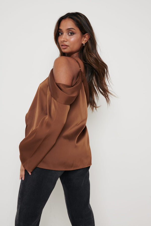 Pretty Lavish Estelle One Shoulder Drape Blouse
