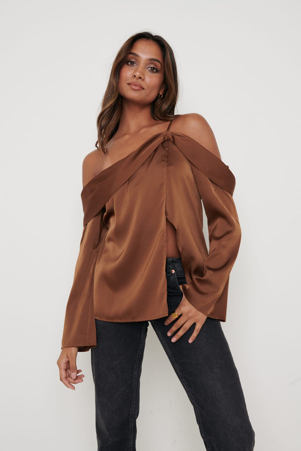 Pretty Lavish Estelle One Shoulder Drape Blouse