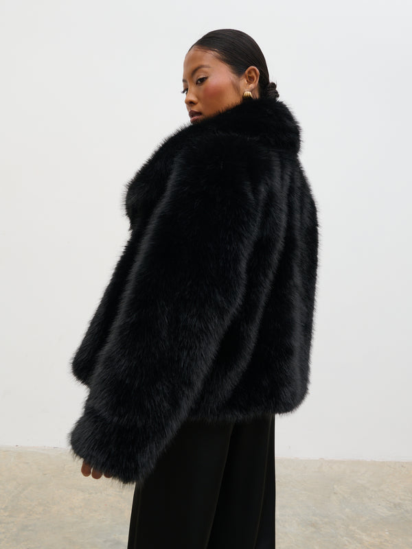 Pretty Lavish Ettalie Short Faux Fur Coat