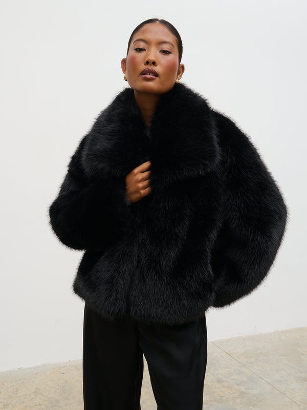 pretty lavish Ettalie Short Faux Fur Coat