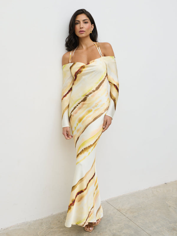 pretty lavish Ettore Cold Shoulder Maxi Dress