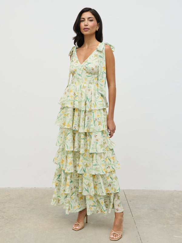 pretty lavish Fiore Tie Ruffle Maxi Dress