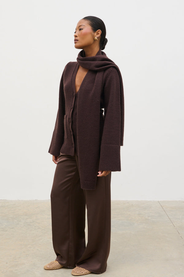 Pretty Lavish Florie Knit Cardigan With Scarf