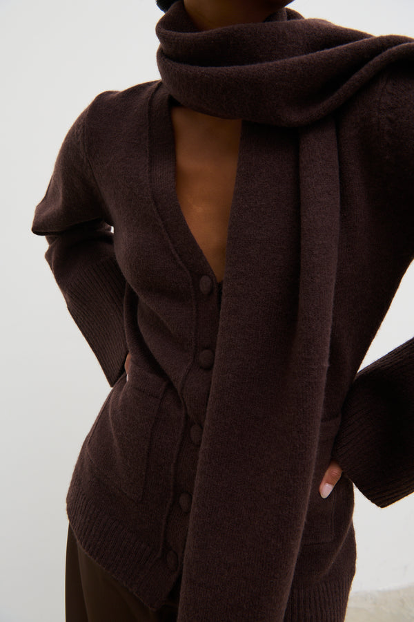 Pretty Lavish Florie Knit Cardigan With Scarf