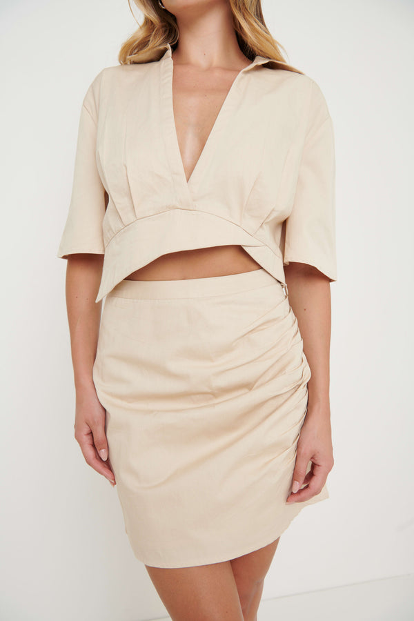 Pretty Lavish Flynn Asymmetric Cropped Shirt