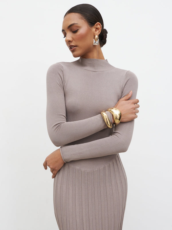 Pretty Lavish Gloria Fine Knit Pleated Maxi Dress