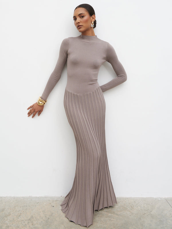 pretty lavish Gloria Fine Knit Pleated Maxi Dress