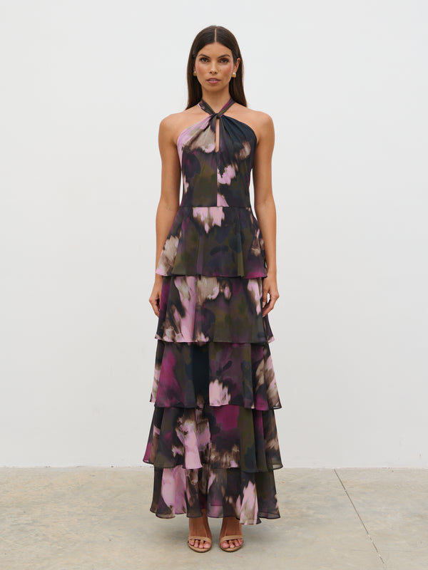pretty lavish Hester Halter Neck Ruffle Maxi Dress