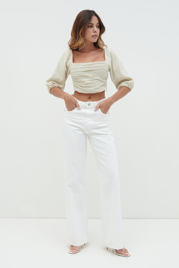 Pretty Lavish Ingrid Ruched Puff Sleeve Blouse