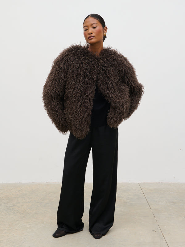 Pretty Lavish Irie Shaggy Short Faux Fur Coat