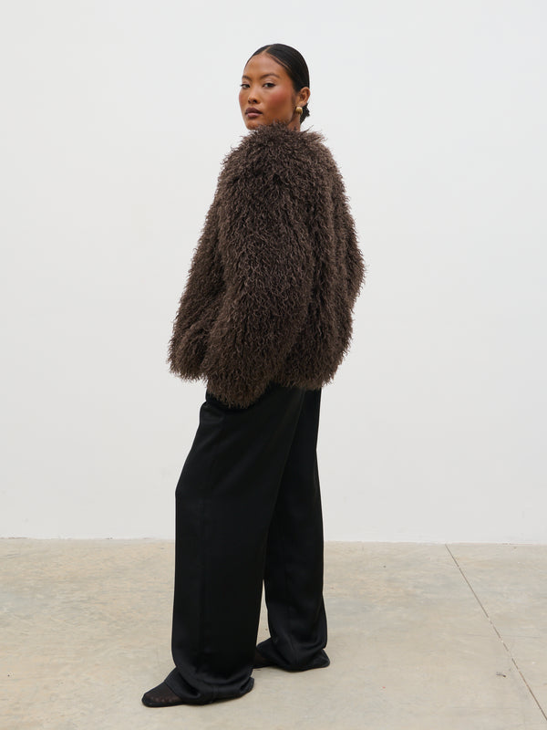 Pretty Lavish Irie Shaggy Short Faux Fur Coat