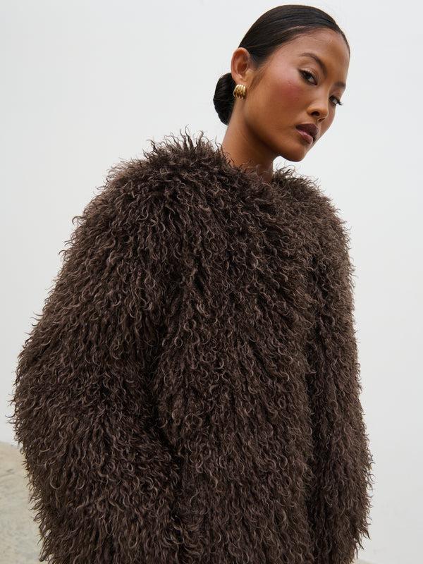 Pretty Lavish Irie Shaggy Short Faux Fur Coat