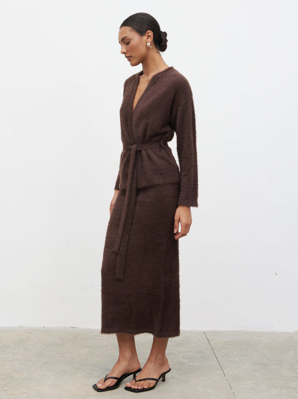 pretty lavish Isabella Fluffy Knit Midaxi Skirt