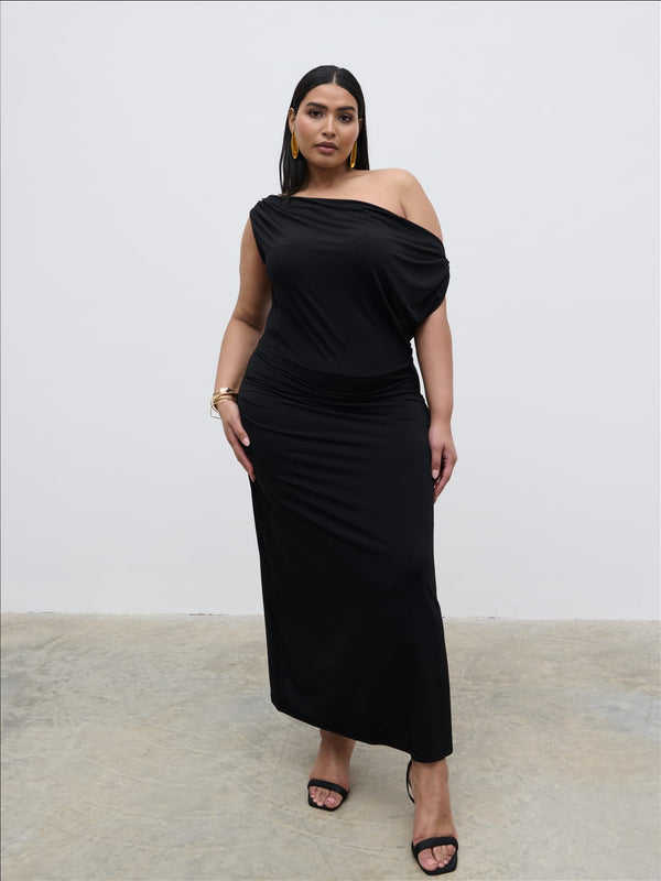 Pretty Lavish Janece Asymmetric Jersey Dress Curve