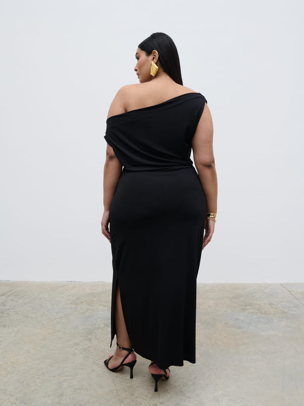 Pretty Lavish Janece Asymmetric Jersey Dress Curve