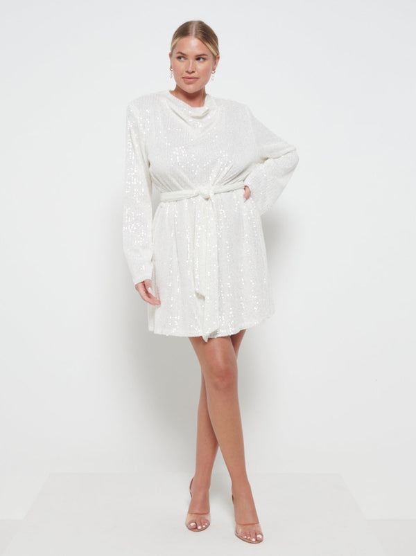 pretty lavish Jayda Sequin Cowl Neck Dress