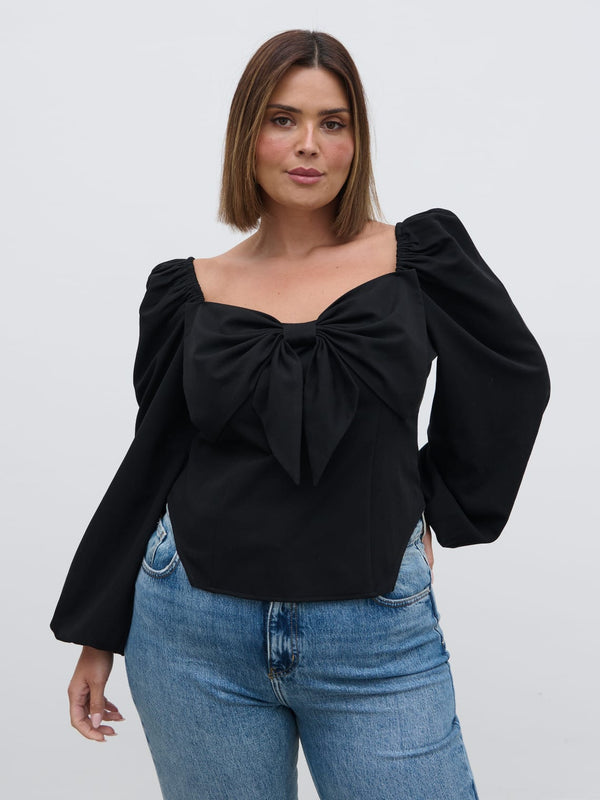 Pretty Lavish Jemima Exaggerated Bow Top Curve